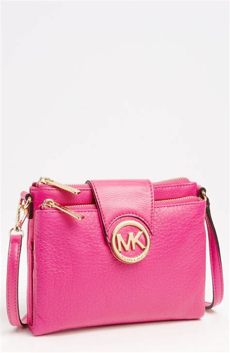 michael kors large fulton crossbody pink|Michael Kors fulton leather bag.